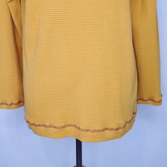 Simple by Suzanne Betro Mustard Yellow Textured Casual Cowl Neck Top Size M - Picture 3 of 11